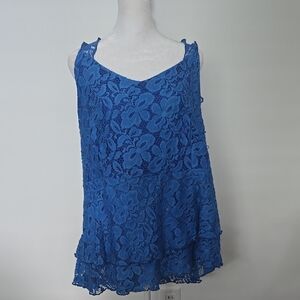 Source Unknown Vibrant Blue Lace Blouse